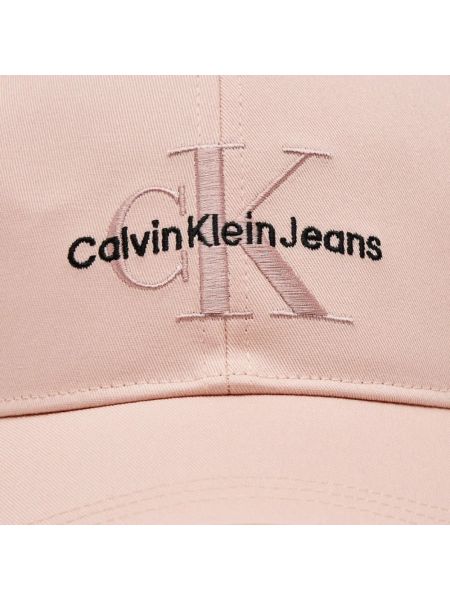 Gorra de algodón con bordado Calvin Klein Jeans rosa