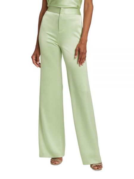 Расклешенные атласные брюки Deanna Alice + Olivia, Green Tea