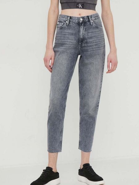 Jeansy z kieszeniami z wysoką talią Calvin Klein Jeans szare