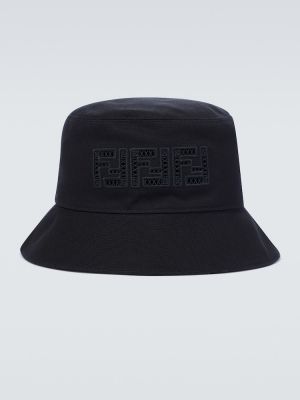 Klasická bavlnená čiapka s výšivkou Fendi - čierna