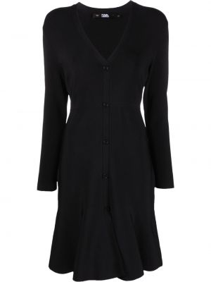 Dzianinowa sukienka na guziki Karl Lagerfeld czarna