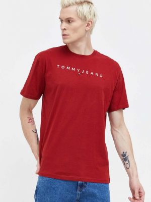 Koszulka bawełniana Tommy Jeans bordowa