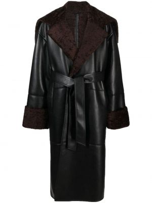 Manteau en cuir Nanushka noir