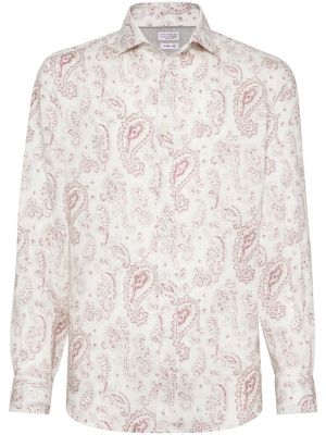 Ľanová košeľa s potlačou s paisley vzorom Brunello Cucinelli