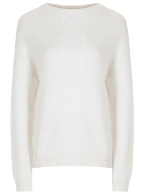 Кашемировый свитер с пайетками Brunello Cucinelli белый