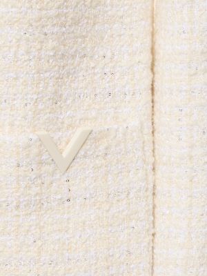 Robe longue à col v en tweed Valentino
