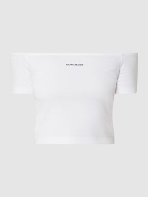Bluzka z nadrukiem Calvin Klein Jeans biała