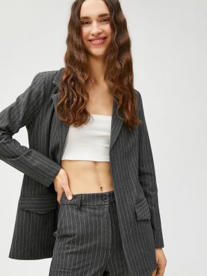Пиджак в полоску с карманами Koton серый