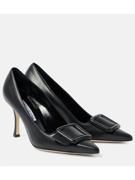 Lær pumps Manolo Blahnik svart