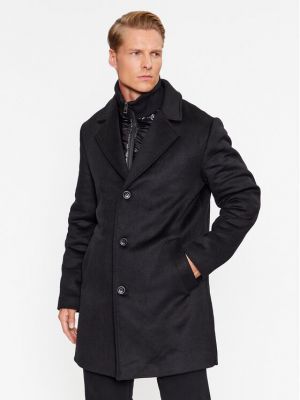 Czarny płaszcz wełniany Guess