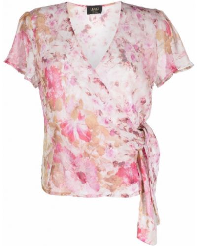 Блузка с принтом с завязками Liu Jo, розовая