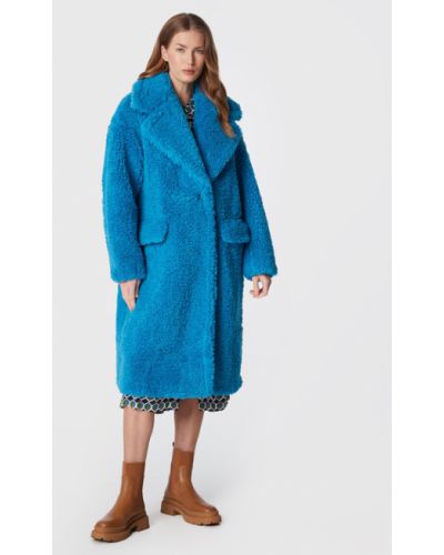 Laza szabású báránybőr kabát United Colors Of Benetton - kék
