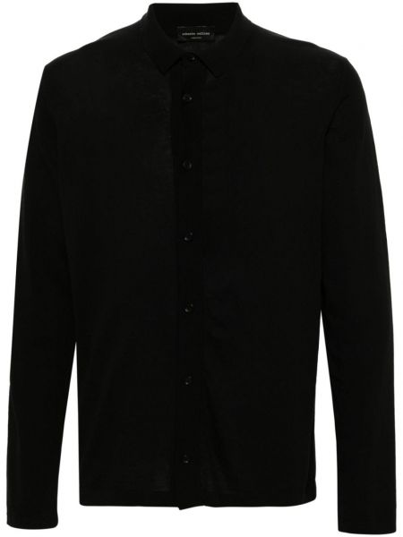 Βαμβακερό πουκάμισο Roberto Collina μαύρο