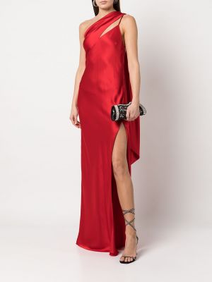 Jedwabna sukienka wieczorowa drapowana Michelle Mason czerwona
