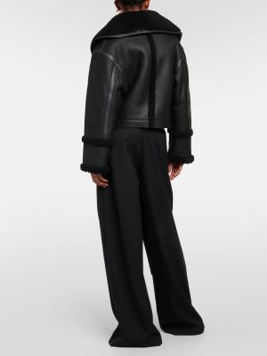Kožna jakna Victoria Beckham crna
