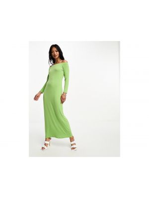 Зеленое платье миди из джерси с открытыми плечами Glamorous