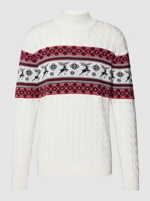 Dzianinowy sweter z nadrukiem Mcneal biały
