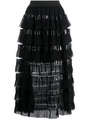 Tylová flitrovaná sukňa Maje čierna