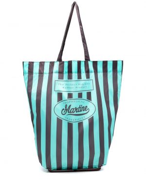 Pruhovaná nákupná taška s potlačou Martine Rose