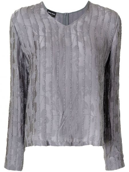 Blusa de flores de tejido jacquard Giorgio Armani gris