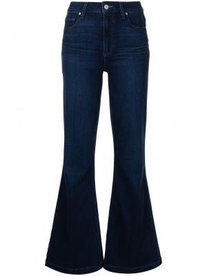 Klasické bavlněné zvonové kalhoty s vysokým pasem Paige - modrá