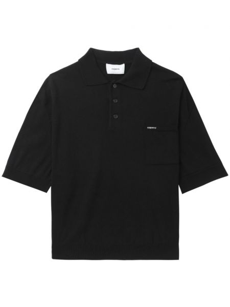 Плетена памучна поло тениска Coperni черно