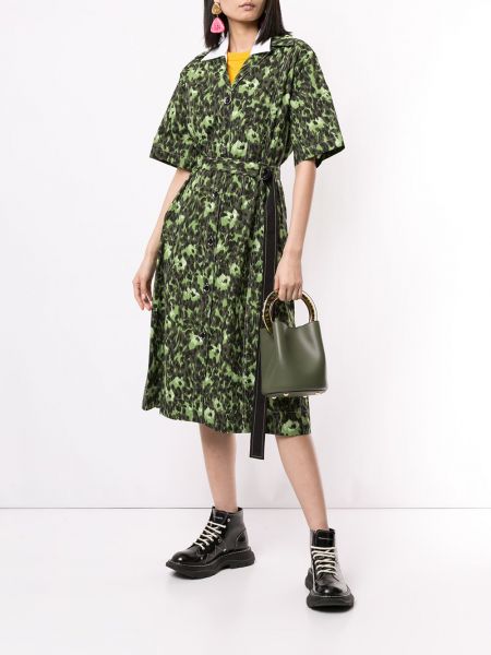 Vestido camisero con estampado con estampado abstracto Marni verde