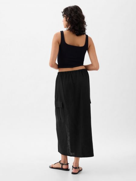 Lněné dlouhá sukně Gap černé