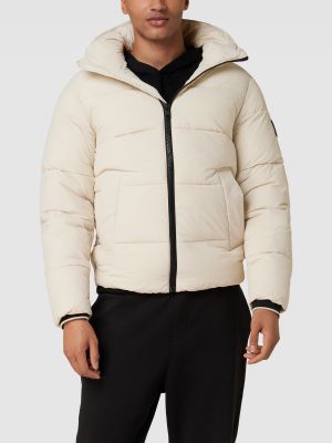Pikowana nylonowa kurtka puchowa z kapturem Ck Calvin Klein beżowa