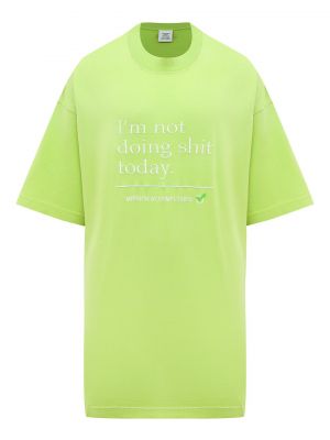 Хлопковая футболка Vetements зеленая