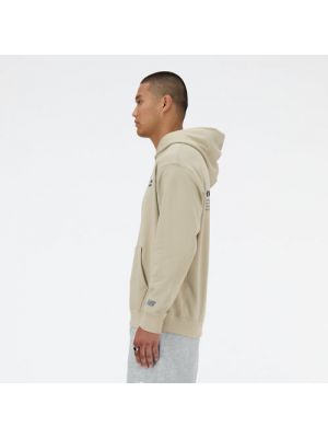 Fleece hoodie mit stickerei aus baumwoll New Balance beige