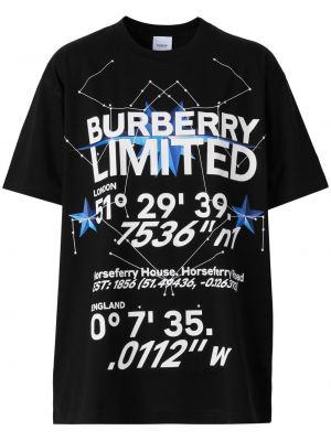 T-shirt en coton à imprimé Burberry noir