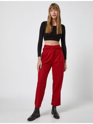 Pantaloni cu picior drept Koton roșu