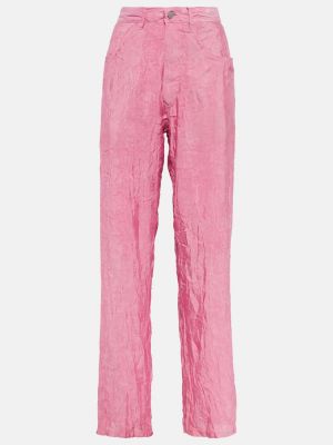 Pantaloni cu picior drept cu talie înaltă cu croială lejeră Mm6 Maison Margiela roz