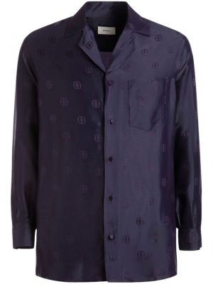 Копринена риза с принт Bally виолетово