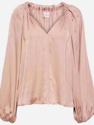 Кадифена сатенена блуза Velvet розово