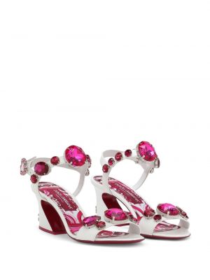 Sandales ar apdruku ar kristāliem Dolce & Gabbana