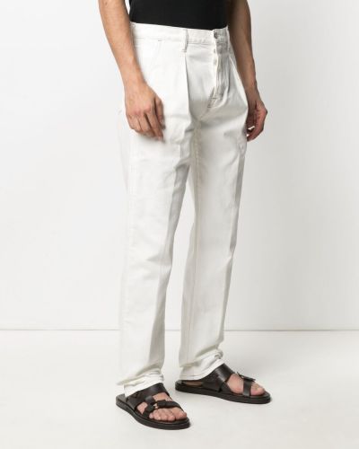 Plisované straight fit džíny Tom Ford bílé