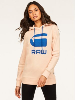Relaxed fit džemperis su gobtuvu su žvaigždės raštu G-star Raw rožinė