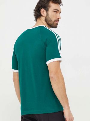 Tricou din bumbac cu dungi Adidas Originals verde
