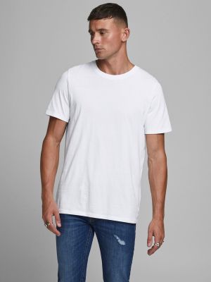 Camiseta de algodón manga corta Jack & Jones blanco