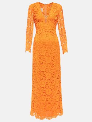 Midi haljina s čipkom Valentino narančasta