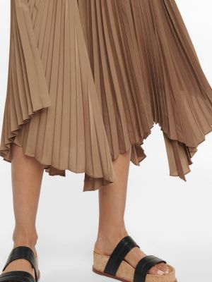 Plisovaná midi sukňa Polo Ralph Lauren hnedá