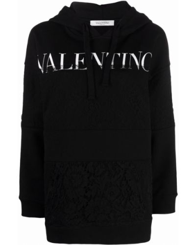 Mežģīņu kapučdžemperis ar apdruku Valentino Garavani