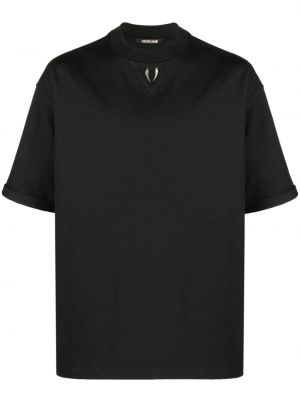 T-shirt en coton et imprimé rayures tigre Roberto Cavalli noir