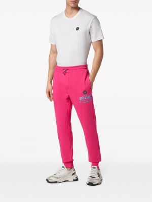 Sportovní kalhoty s potiskem Philipp Plein růžové