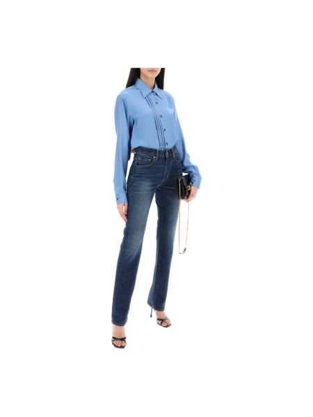 Jeansy skinny z wysoką talią Tom Ford niebieskie