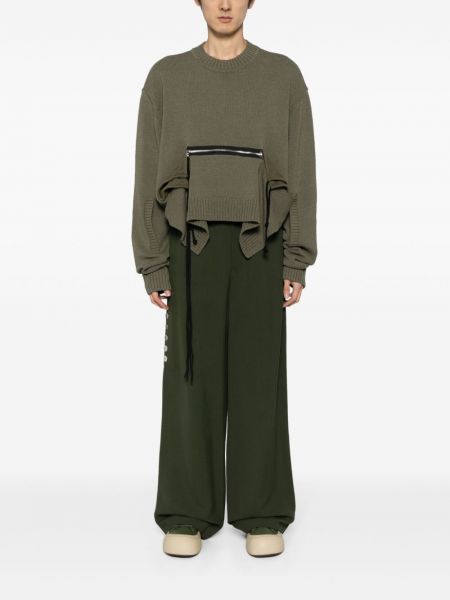 Asimetriškas megztinis su užtrauktuku su kišenėmis Craig Green žalia
