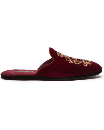 Pantuflas con bordado Dolce & Gabbana rojo