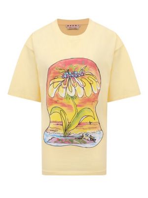 Хлопковая футболка Marni желтая